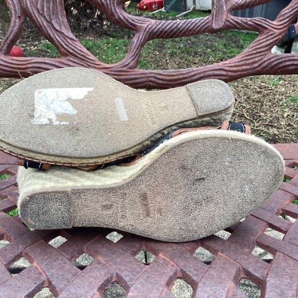 Bamboo Vegan Leather Black Fabric Detail Platform Wedge Heel/ Sandal Siz… - Picture 6 of 10